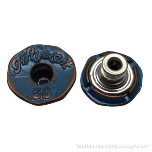 Open Top Metal Alloy Jeans Button with Single Pin
